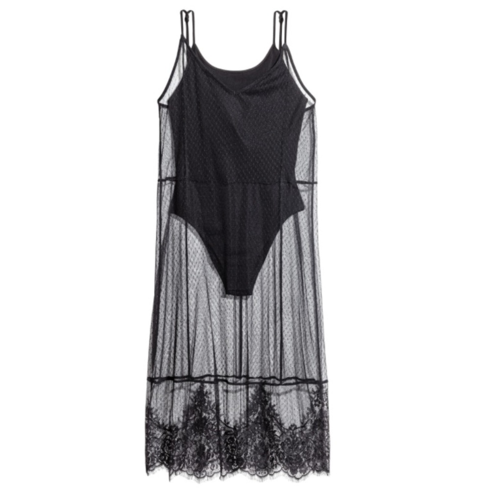 H&M Coachella festival black mesh bodysuit dress 6
